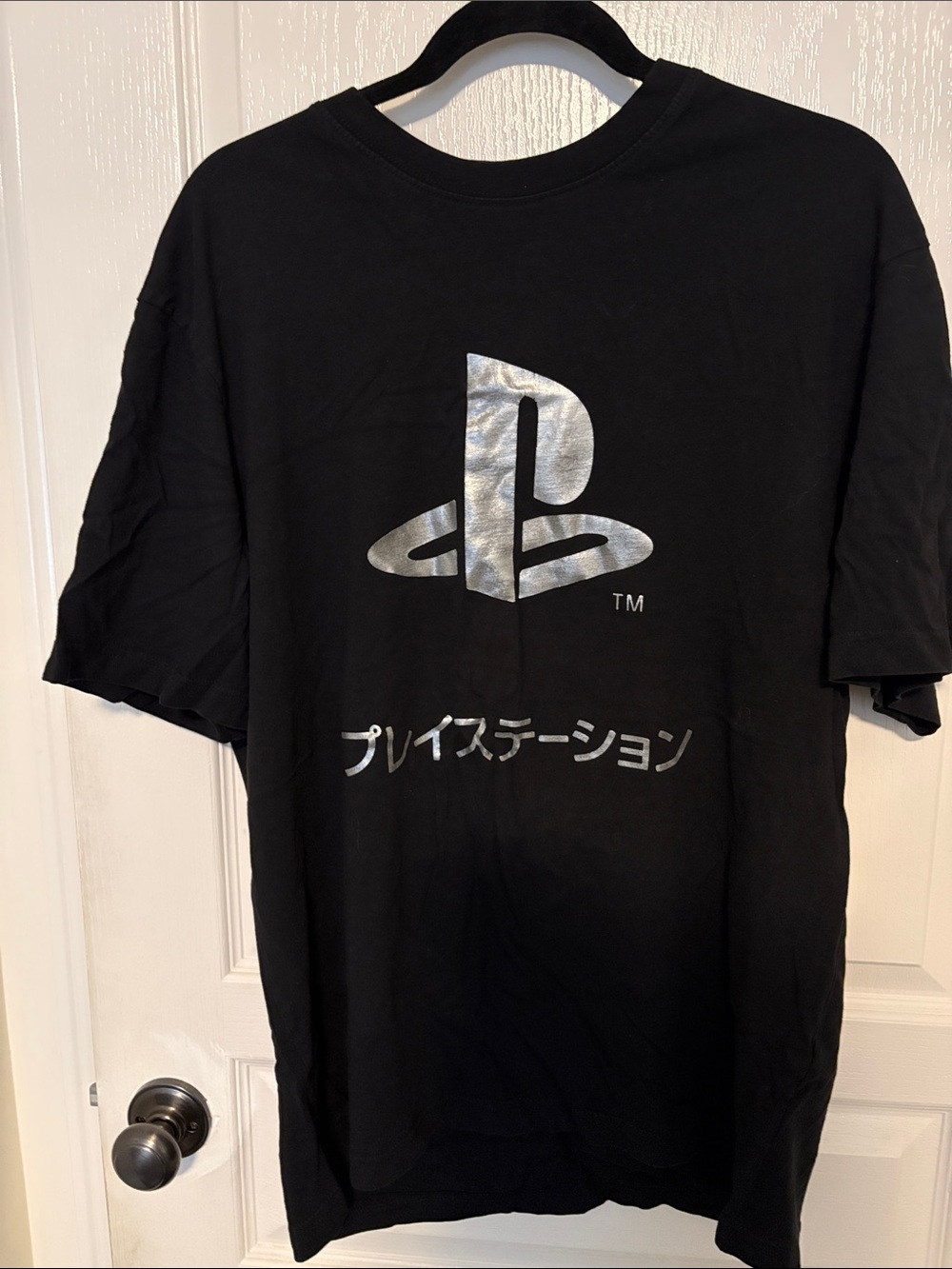 H&M Black Tee with Silver PlayStation Logo